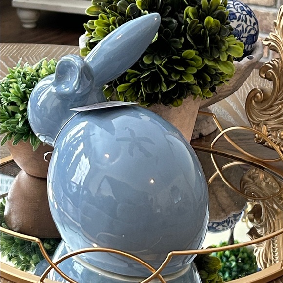 NEW! LARGE Blue & White Floral Ceramic Spring Bunny Rabbit - Picture 5 of 7